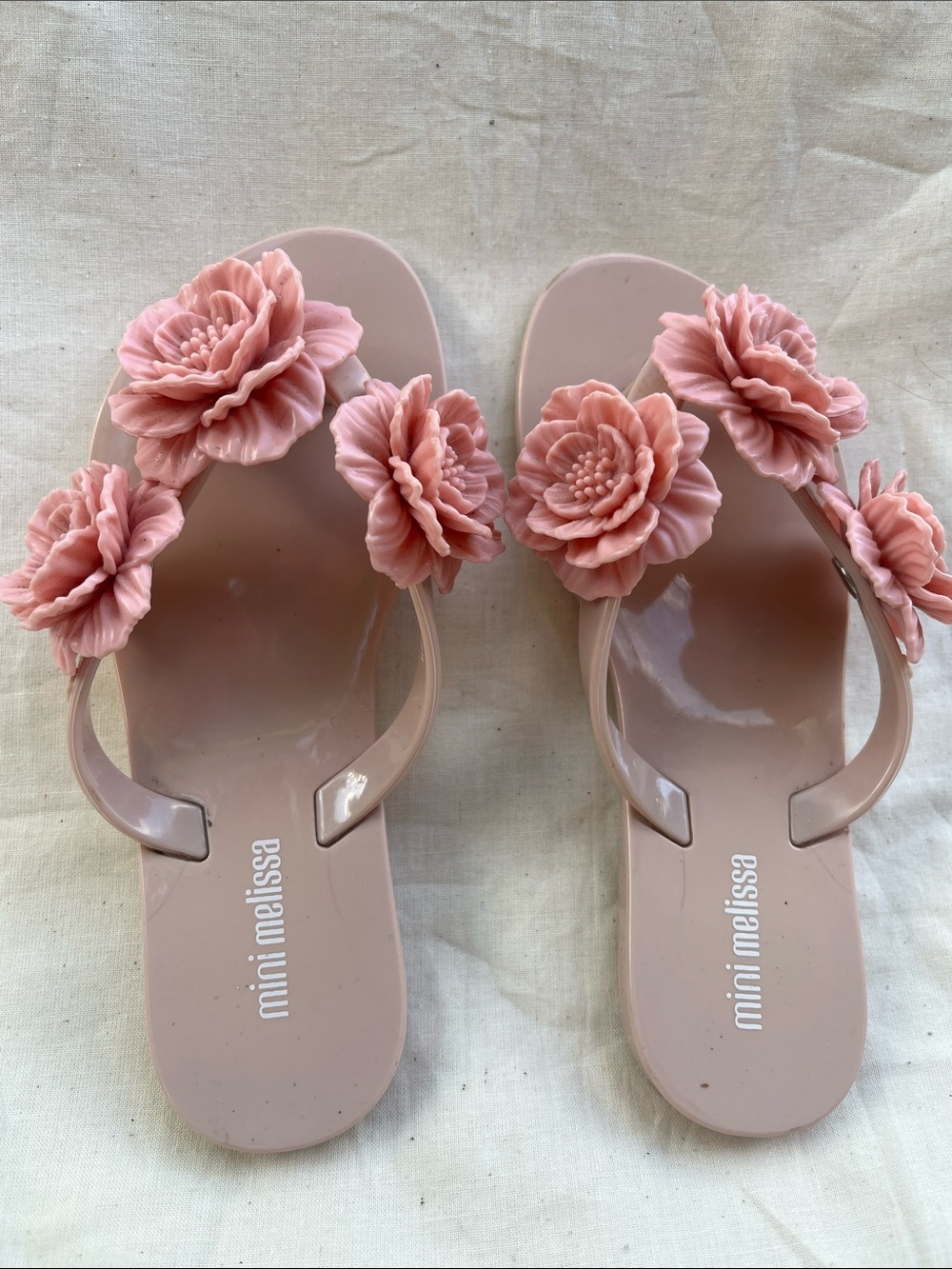Mini Melissa Harmonic Springtime Pink Floral Jelly Flip Flops - Size 11 - Picture 2 of 6